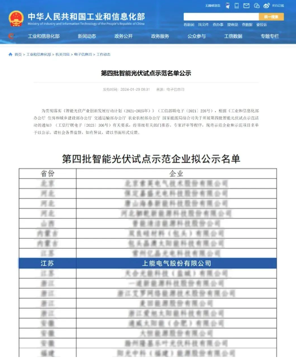 无锡唯一！上能电气入选国家级智能光伏试点示范企业(图1)