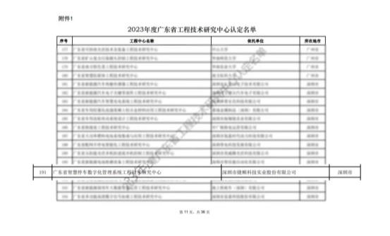 再添省级殊荣！捷顺科技荣获“2023年度广东省工程技术研究中心”认定(图2)
